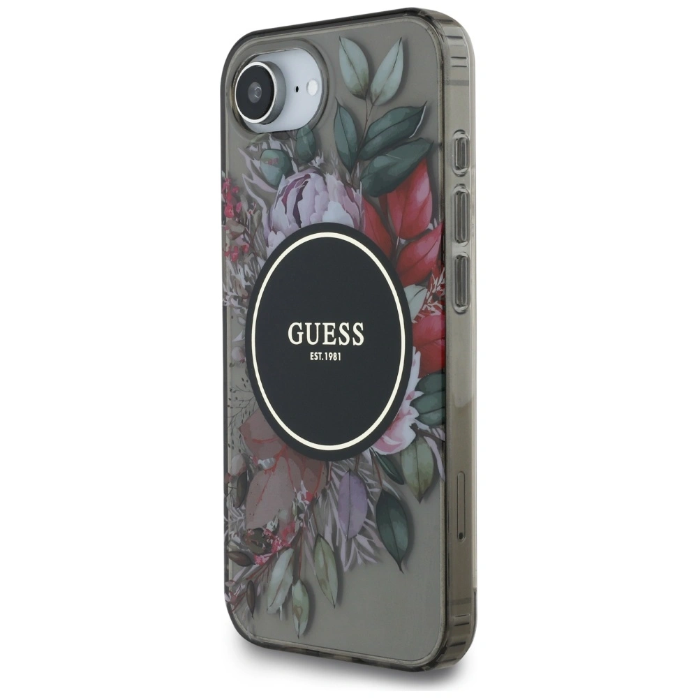 Kryt Guess IML Flowers MagSafe Apple iPhone 17e / 16e black