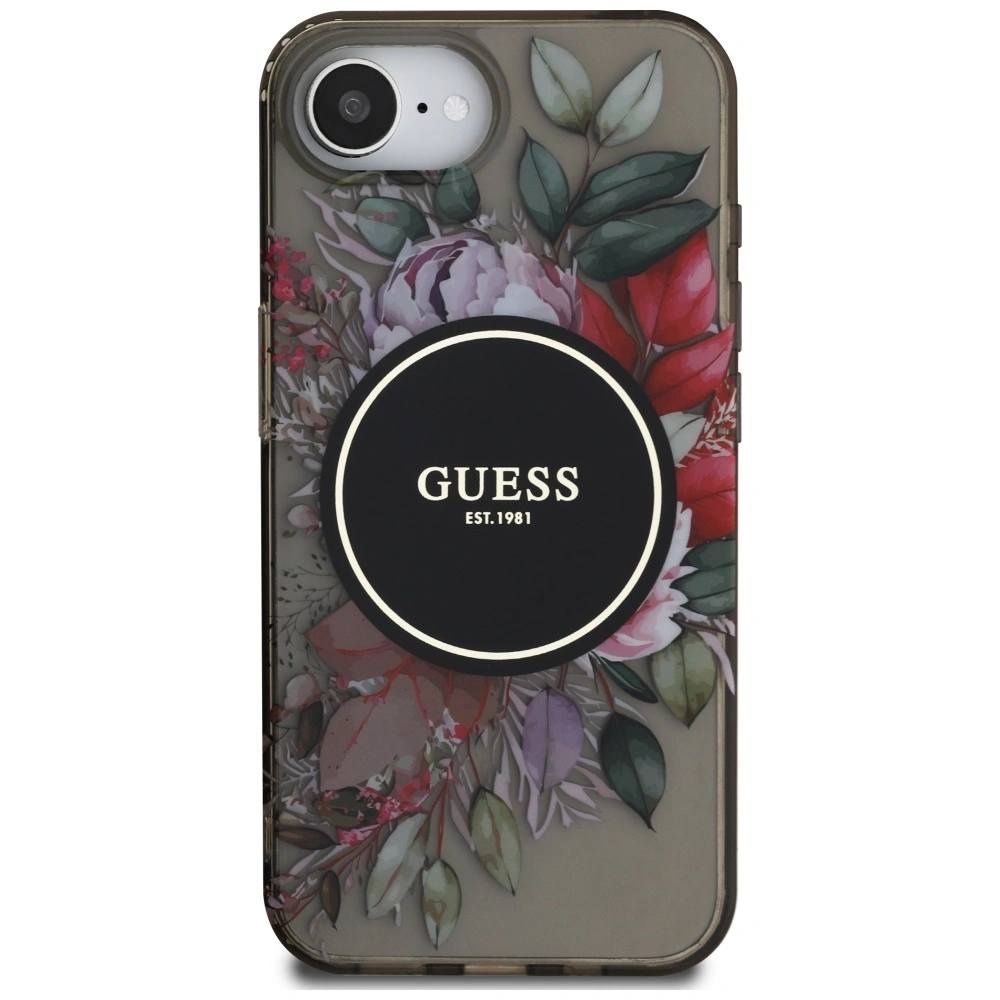 Kryt Guess IML Flowers MagSafe Apple iPhone 17e / 16e black