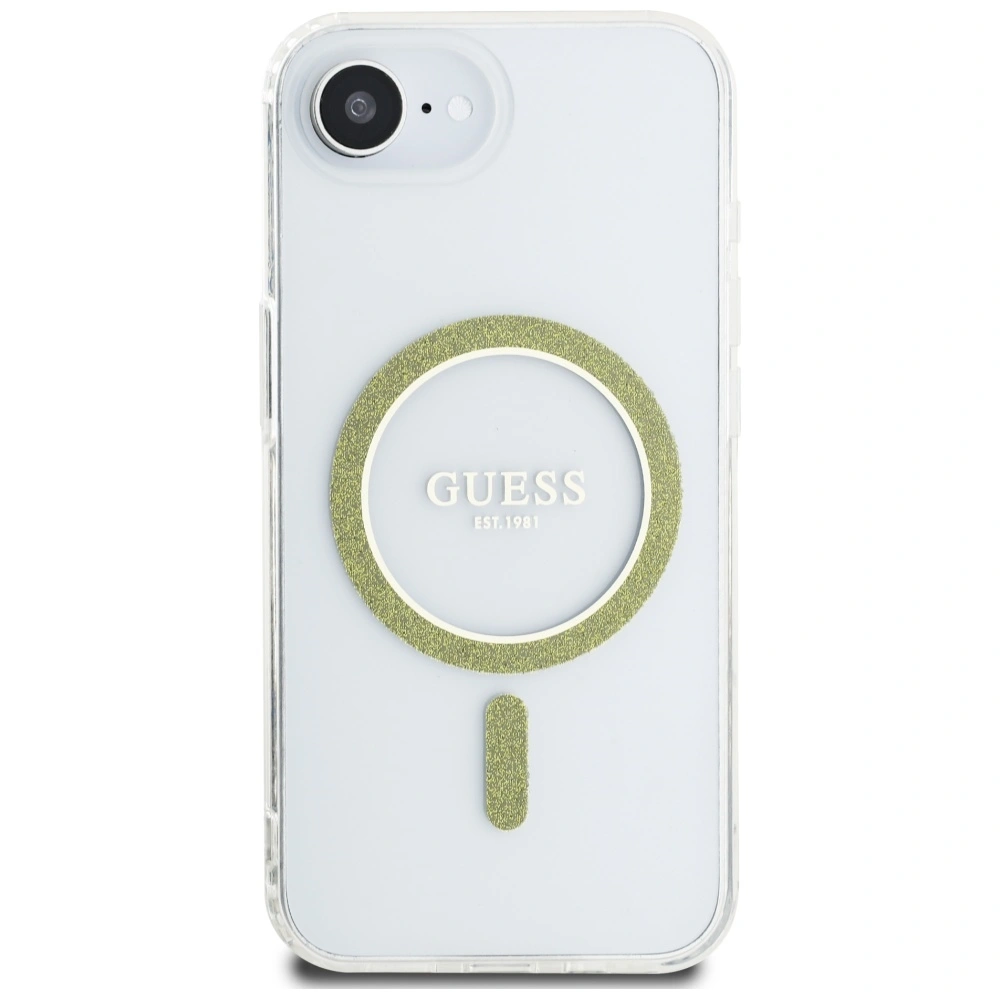 Kryt Guess IML Glitter Circle MagSafe Apple iPhone 17e / 16e clear