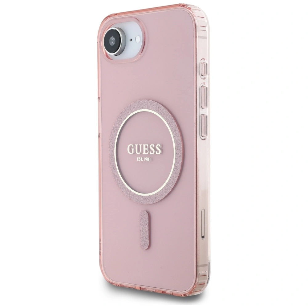 Kryt Guess IML Glitter Circle MagSafe Apple iPhone 17e / 16e pink