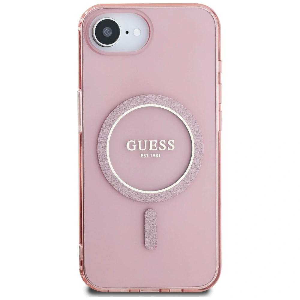 Kryt Guess IML Glitter Circle MagSafe Apple iPhone 17e / 16e pink