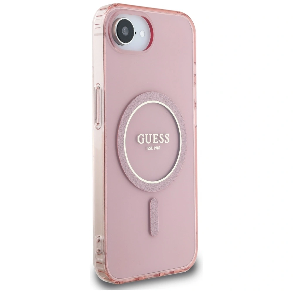 Kryt Guess IML Glitter Circle MagSafe Apple iPhone 17e / 16e pink