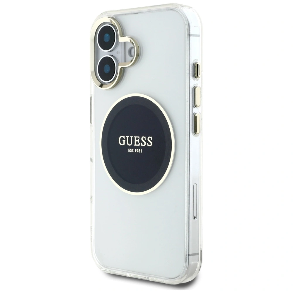 Kryt Guess IML Metal Colored Circle Classic Logo MagSafe Apple iPhone 16 black