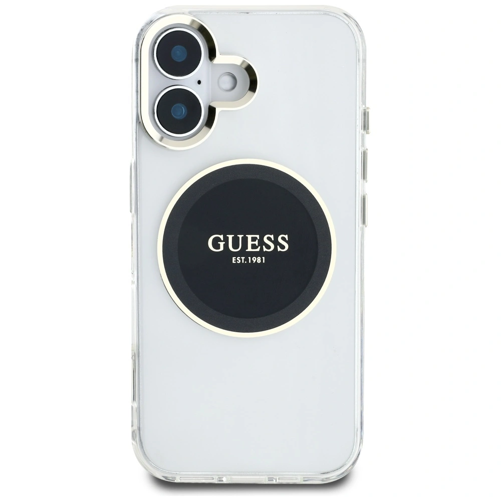 Kryt Guess IML Metal Colored Circle Classic Logo MagSafe Apple iPhone 16 black