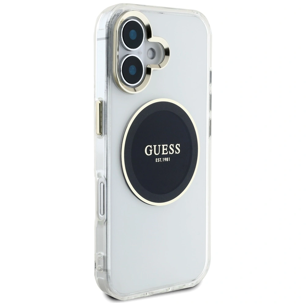 Kryt Guess IML Metal Colored Circle Classic Logo MagSafe Apple iPhone 16 black