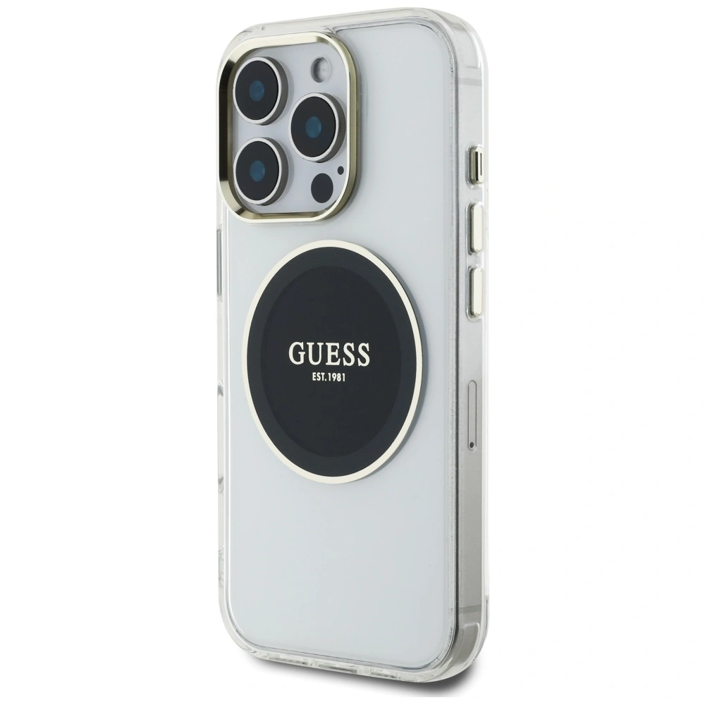 Kryt Guess IML Metal Colored Circle Classic Logo MagSafe Apple iPhone 16 Pro black