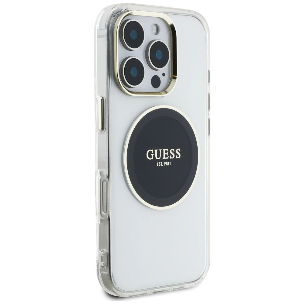 Kryt Guess IML Metal Colored Circle Classic Logo MagSafe Apple iPhone 16 Pro black
