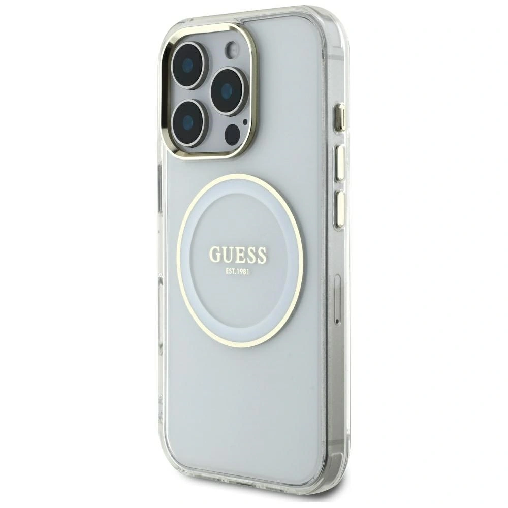 Kryt Guess IML Metal Colored Circle Classic Logo MagSafe Apple iPhone 16 Pro Max white