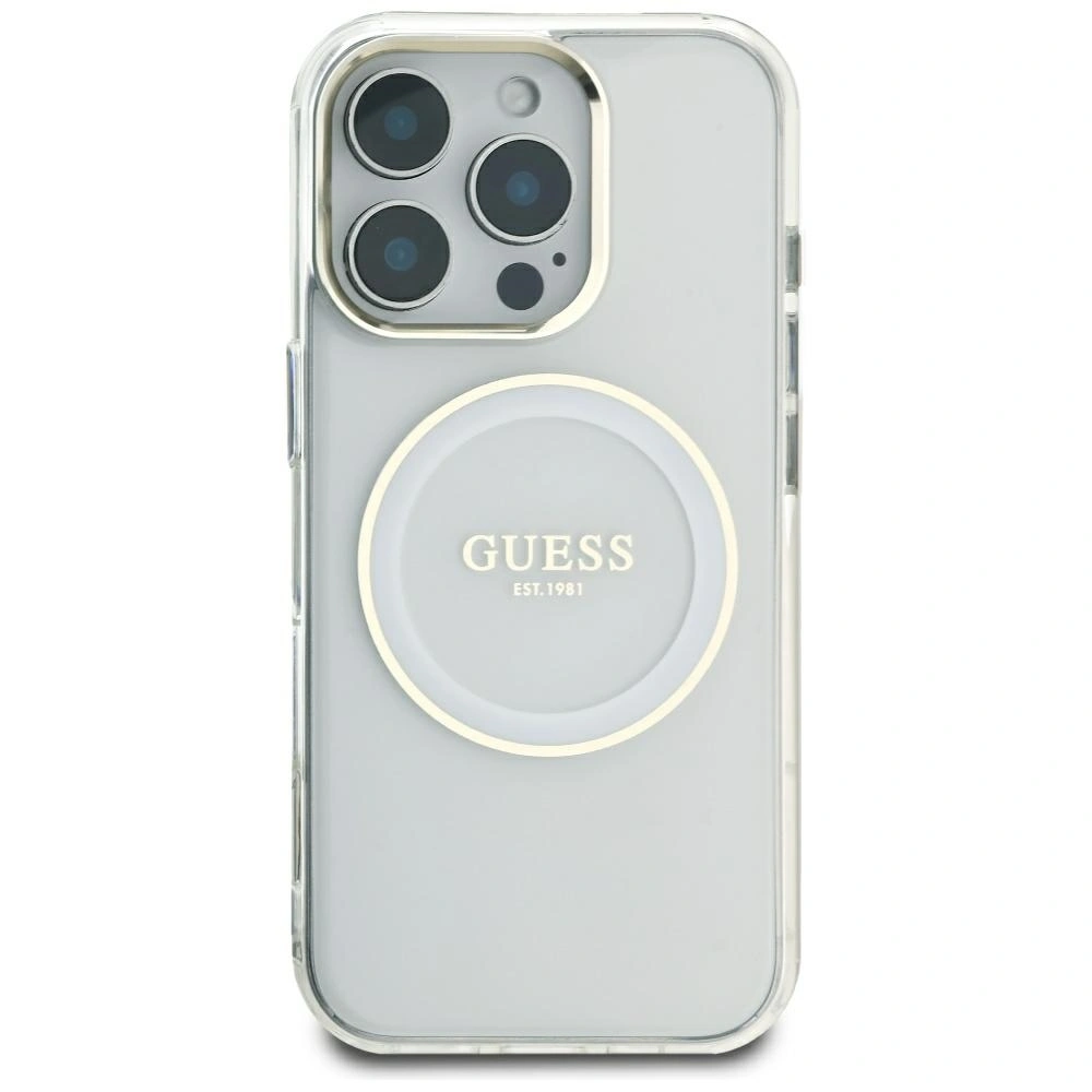 Kryt Guess IML Metal Colored Circle Classic Logo MagSafe Apple iPhone 16 Pro Max white