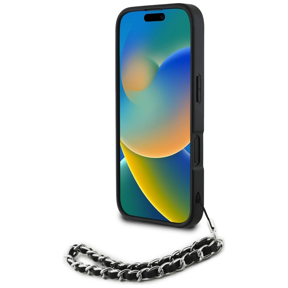 Kryt Karl Lagerfeld Saffiano Crystals w/Chain Apple iPhone 16 black