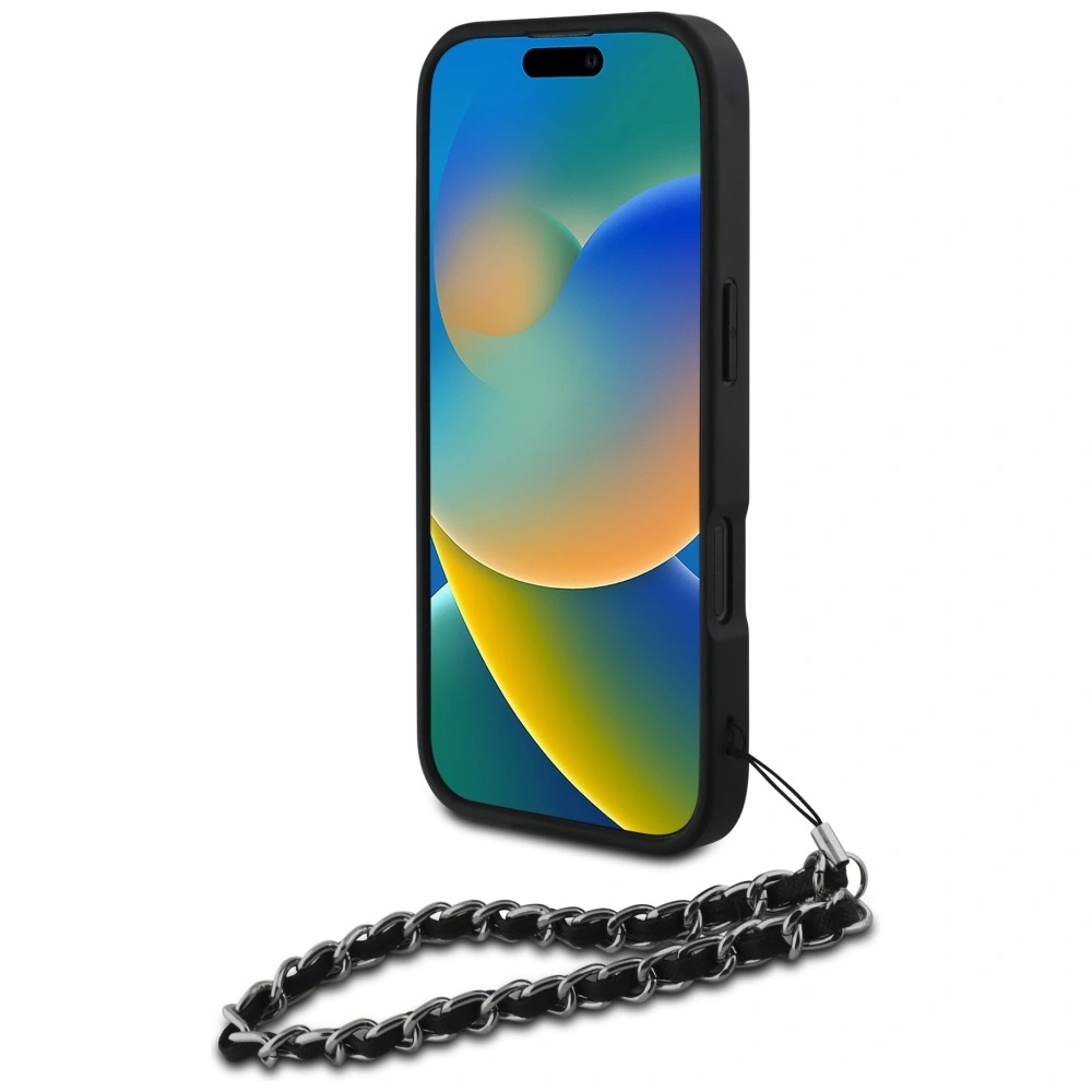 Kryt Karl Lagerfeld Saffiano Crystals w/Chain Apple iPhone 16 Pro black
