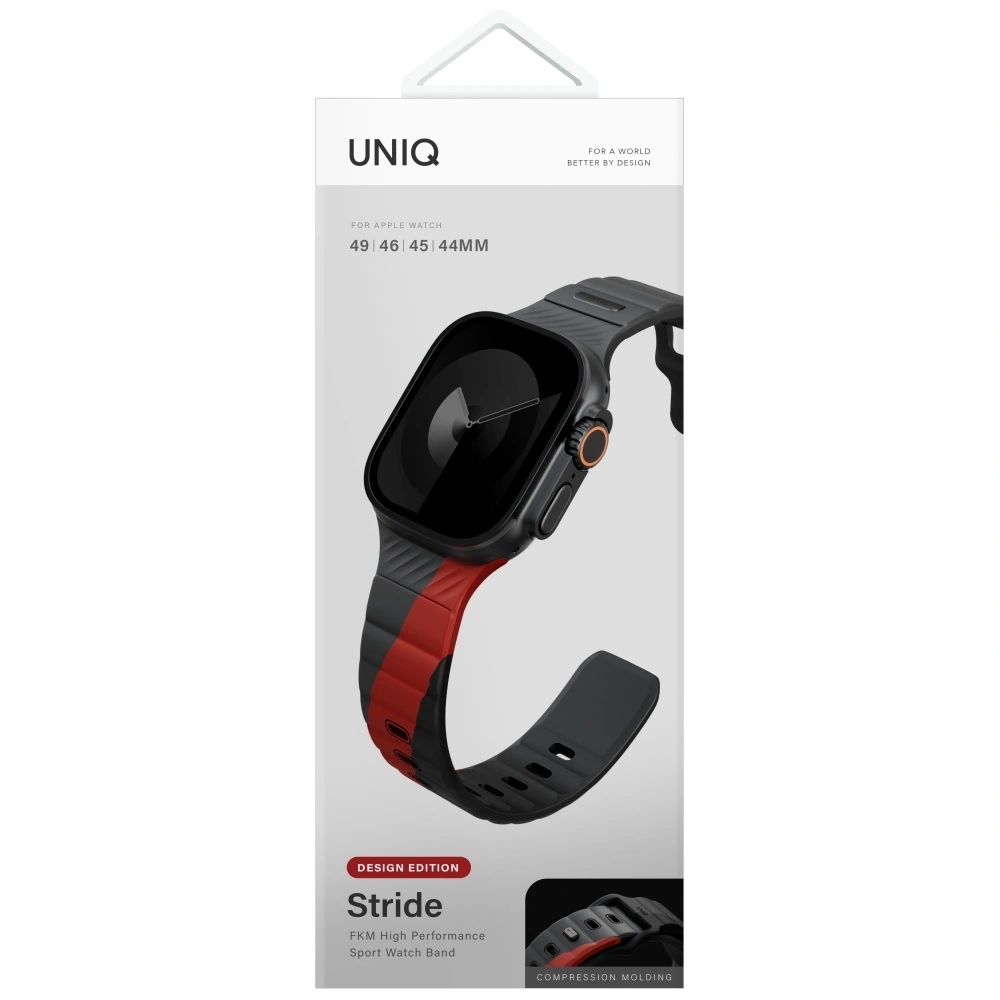 UNIQ Stride De Rubber Strap Apple Watch 6/7/8/9/10/SE/Ultra 1/2 44/45/46/49mm charcoal