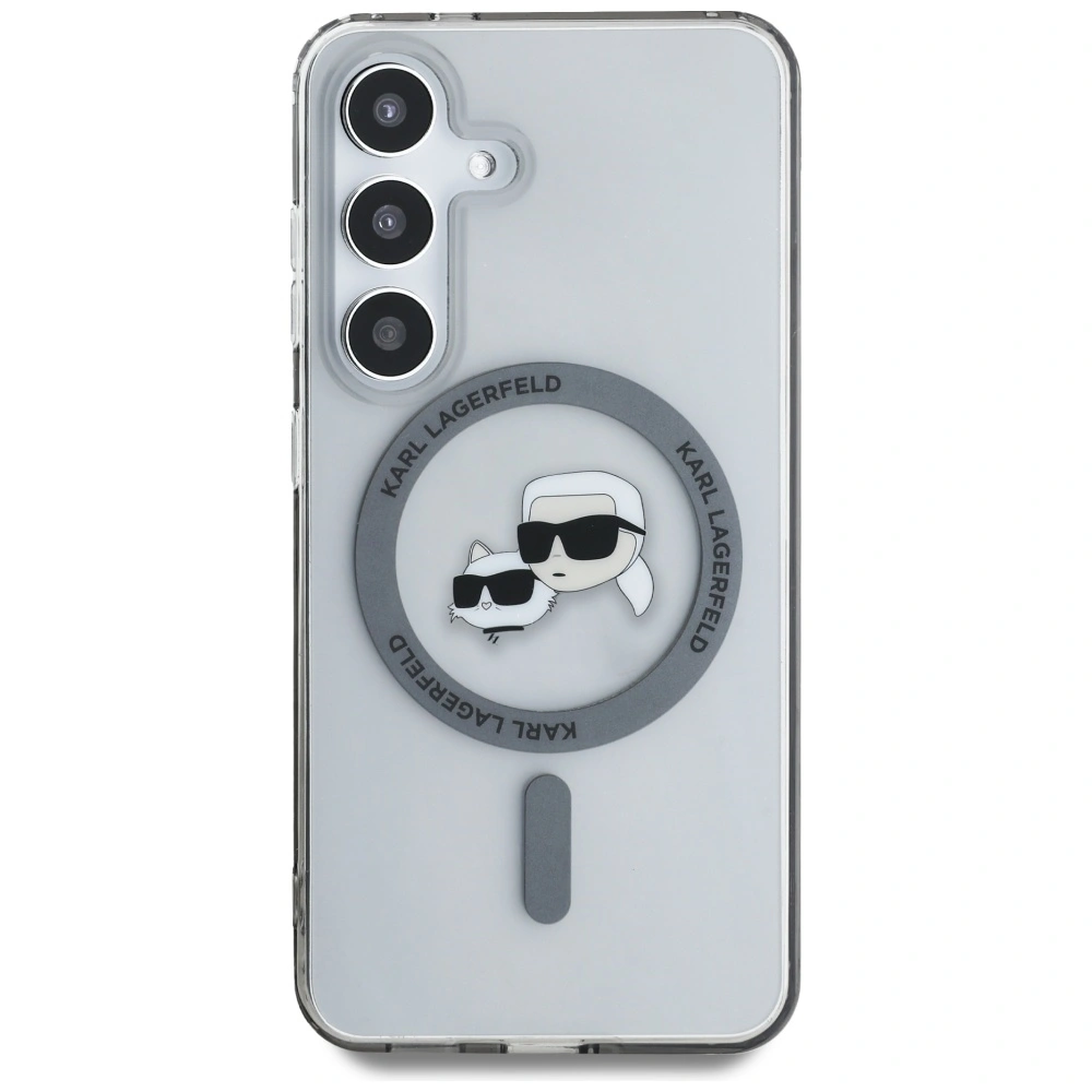 Kryt Karl Lagerfeld Button Karl & Choupette Heads Printed Logo MagSafe Samsung Galaxy S25 black