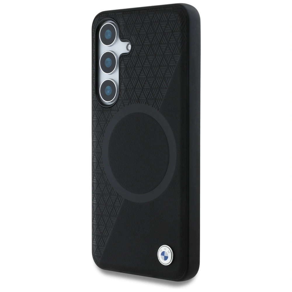 Kryt BMW Leather Half Textured MagSafe Samsung Galaxy S25 black