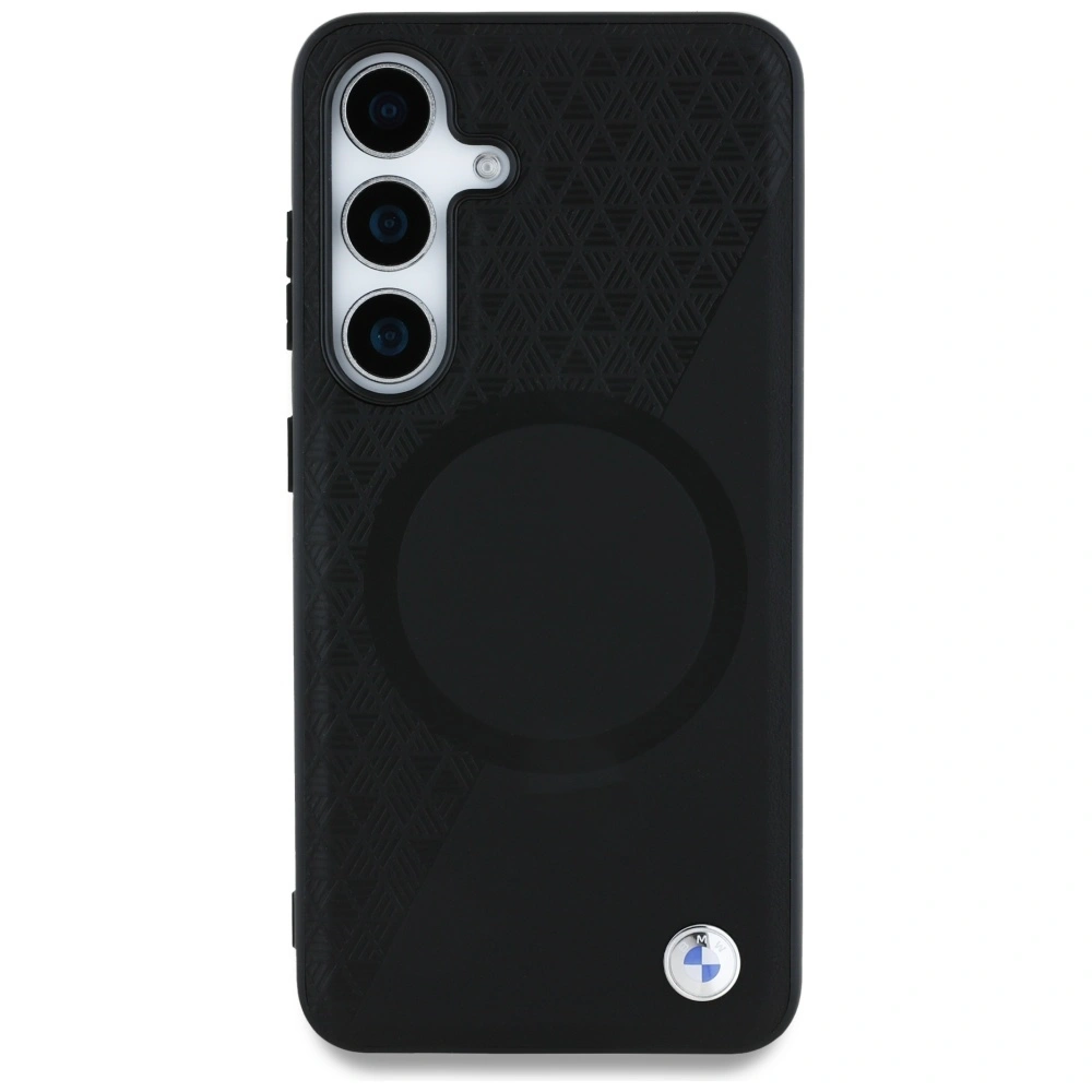 Kryt BMW Leather Half Textured MagSafe Samsung Galaxy S25 black