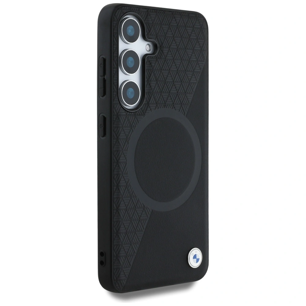 Kryt BMW Leather Half Textured MagSafe Samsung Galaxy S25 black