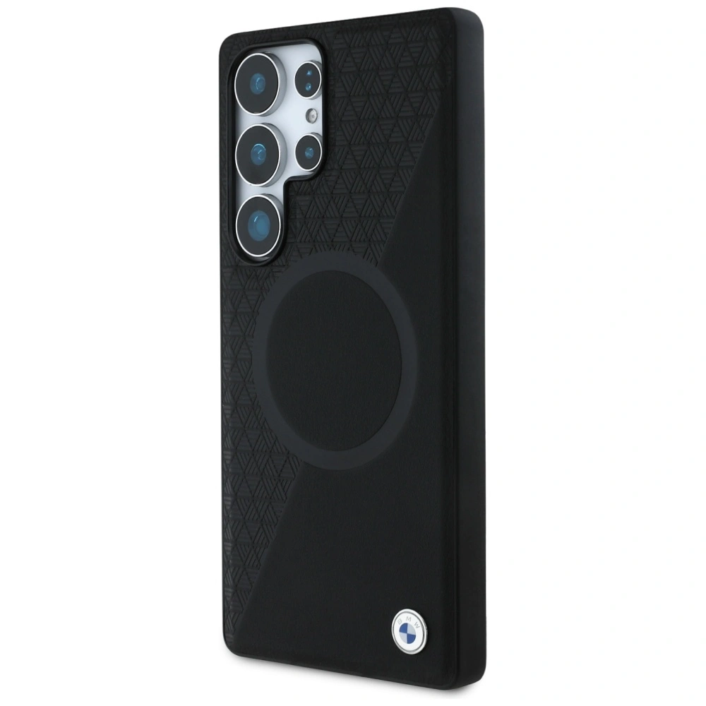 Kryt BMW Leather Half Textured MagSafe Samsung Galaxy S25 Ultra black