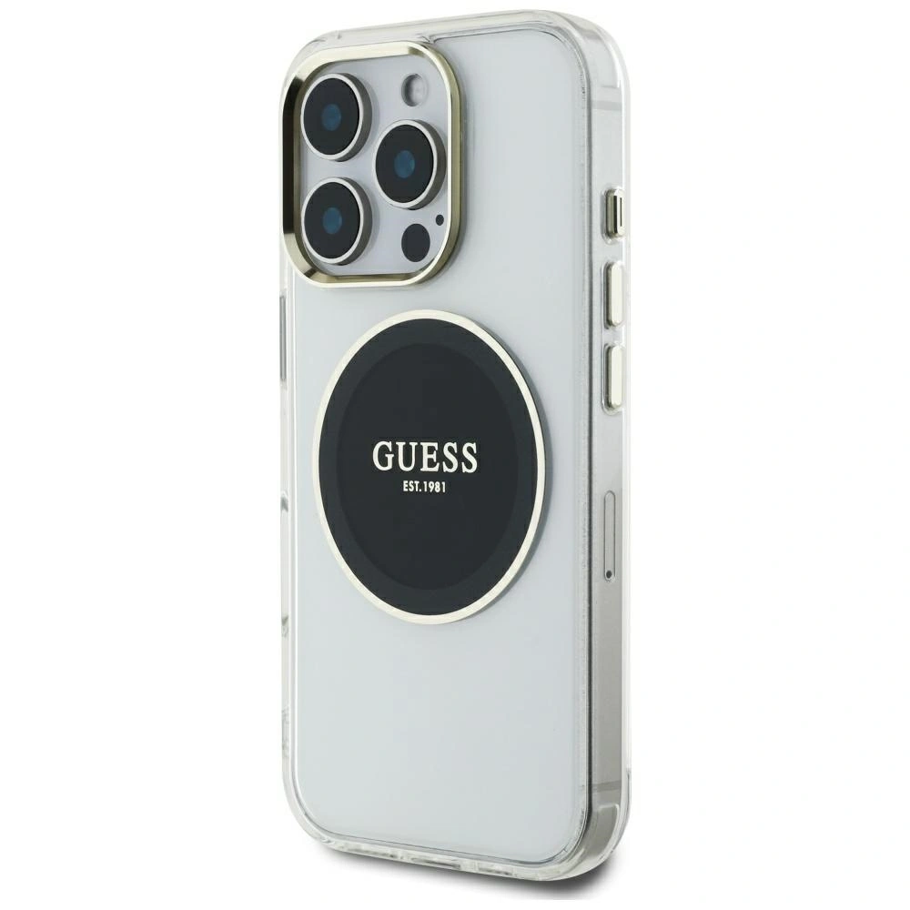 Kryt Guess IML Metal Colored Circle Classic Logo MagSafe Apple iPhone 16 Pro Max black