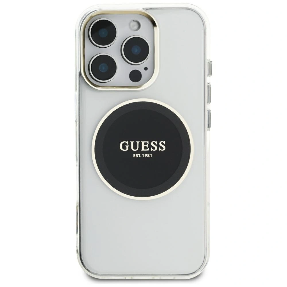 Kryt Guess IML Metal Colored Circle Classic Logo MagSafe Apple iPhone 16 Pro Max black