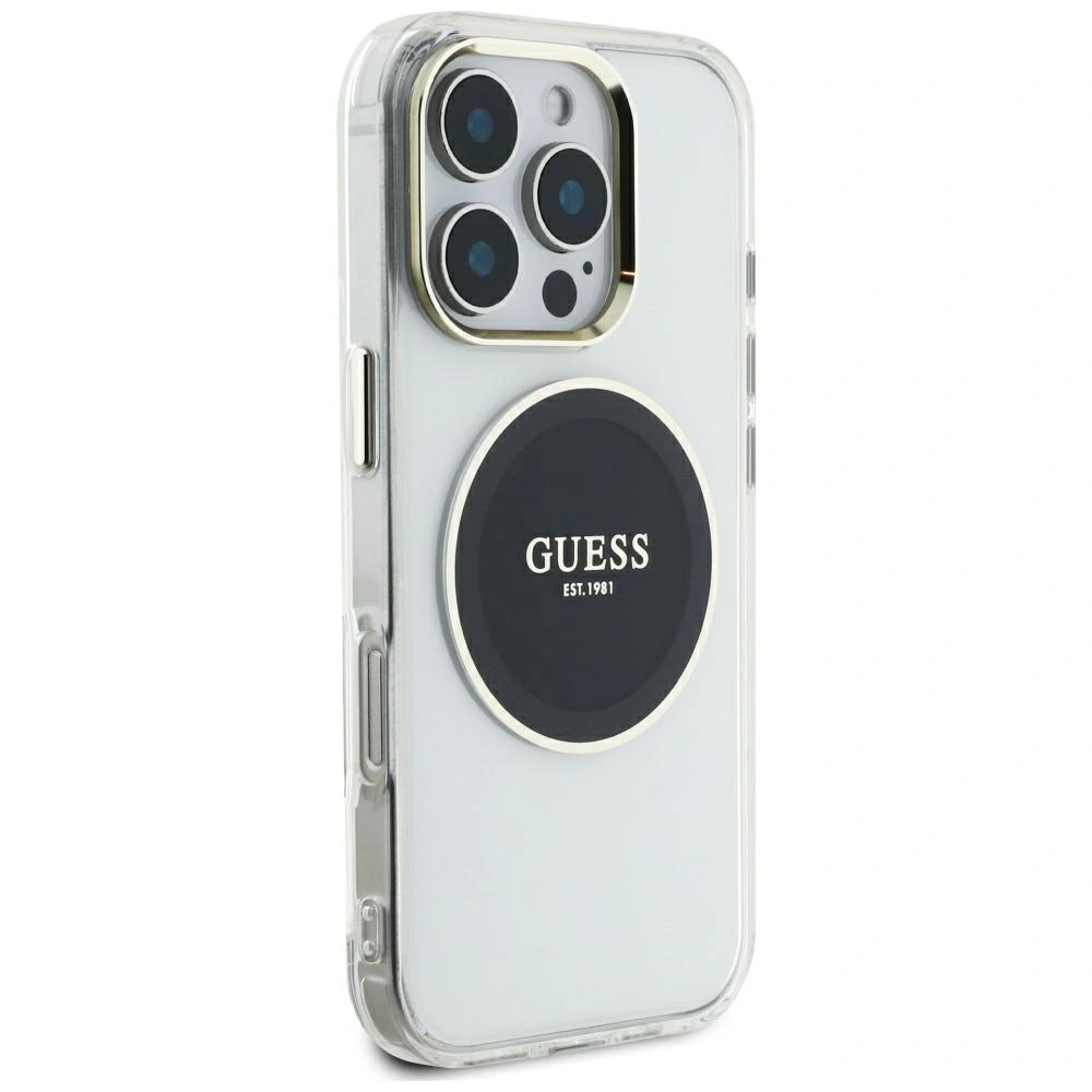 Kryt Guess IML Metal Colored Circle Classic Logo MagSafe Apple iPhone 16 Pro Max black