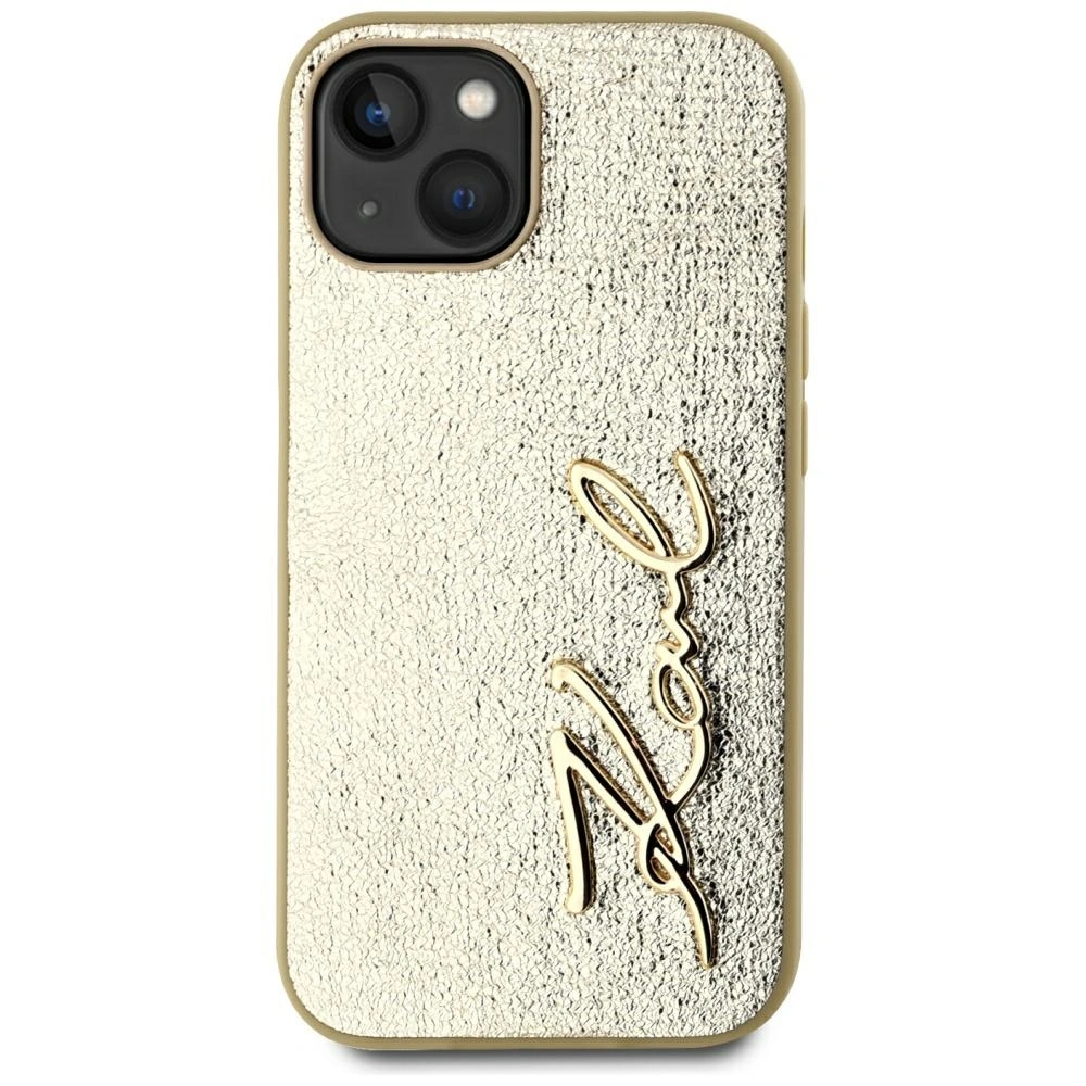 Kryt Karl Lagerfeld Wrinkled Metal Signature Apple iPhone 15 gold