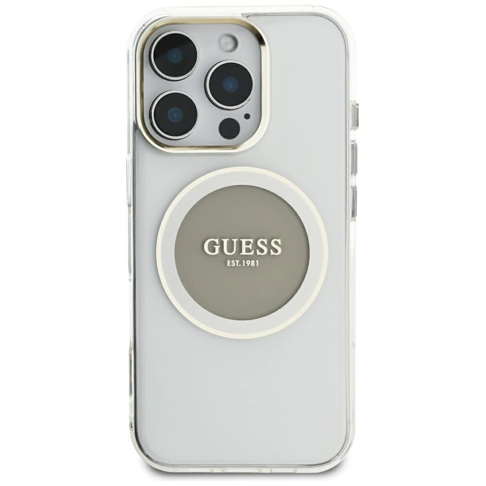 Kryt Guess IML Metal Colored Circle Classic Logo MagSafe Apple iPhone 16 Pro Max grey
