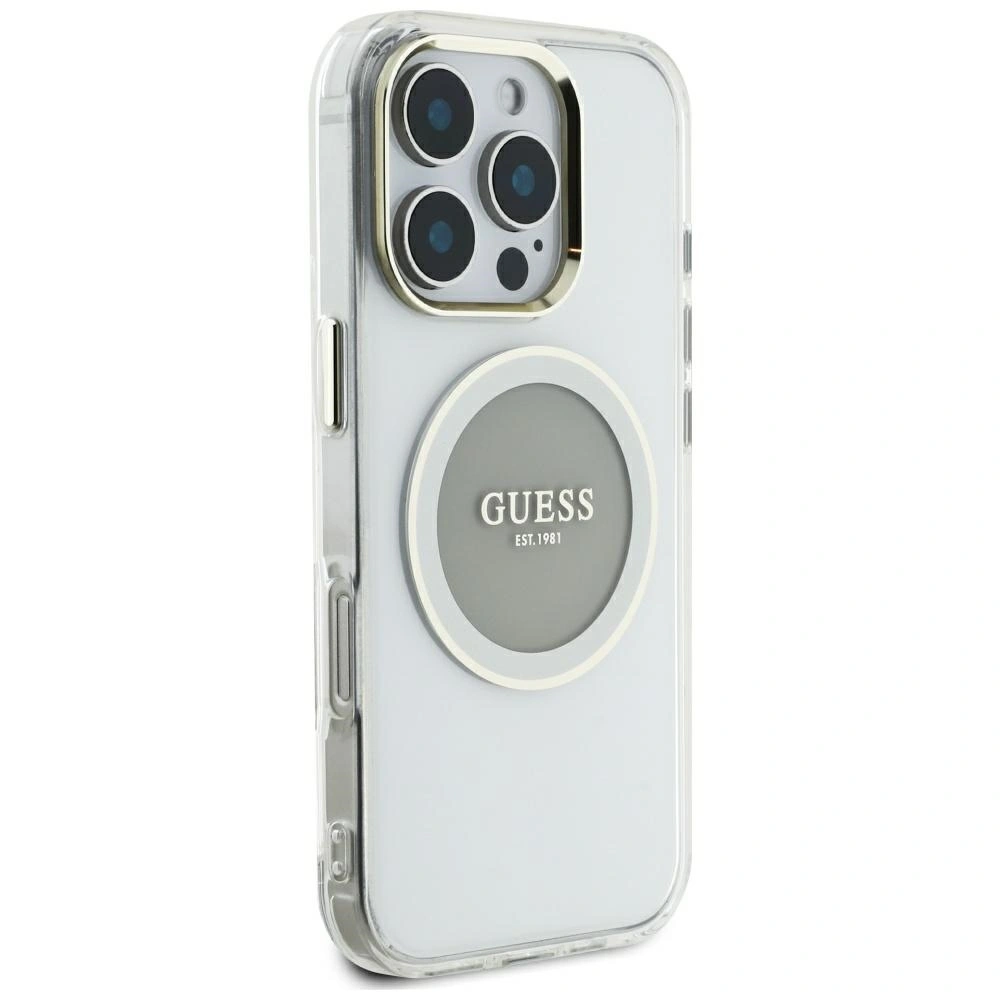 Kryt Guess IML Metal Colored Circle Classic Logo MagSafe Apple iPhone 16 Pro Max grey
