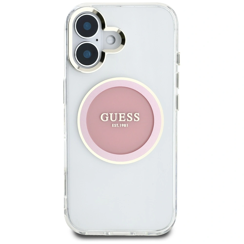 Kryt Guess IML Metal Colored Circle Classic Logo MagSafe Apple iPhone 16 pink