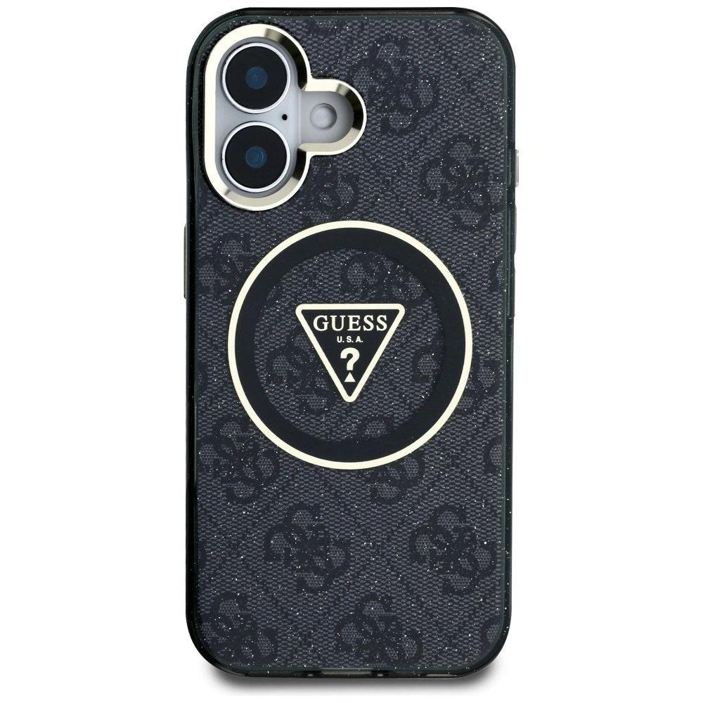 Kryt Guess IML Metal Glitter 4G Circle Triangle MagSafe Apple iPhone 16 black