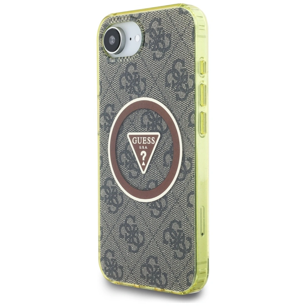 Kryt Guess IML Metal Glitter 4G Circle Triangle MagSafe Apple iPhone 17e / 16e brown
