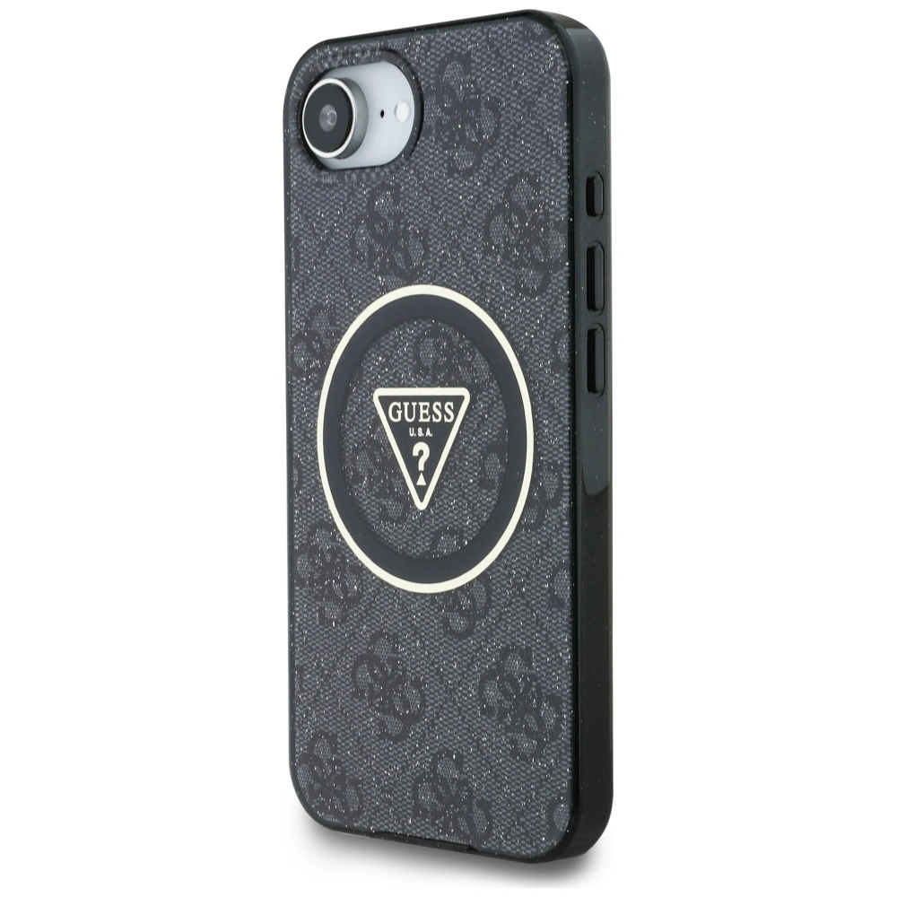 Kryt Guess IML Metal Glitter 4G Circle Triangle MagSafe Apple iPhone 17e / 16e black