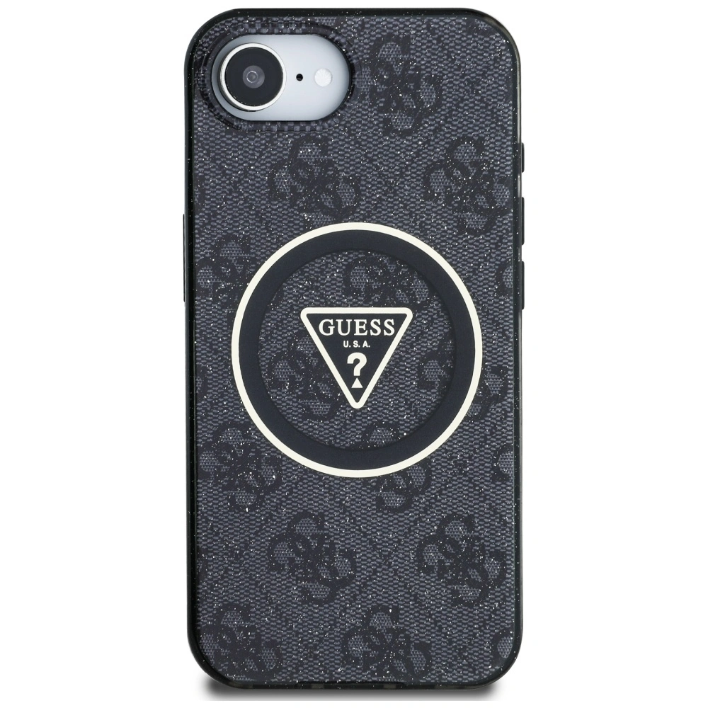 Kryt Guess IML Metal Glitter 4G Circle Triangle MagSafe Apple iPhone 17e / 16e black