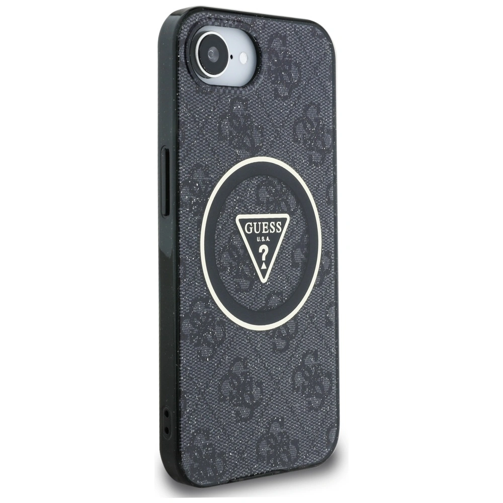 Kryt Guess IML Metal Glitter 4G Circle Triangle MagSafe Apple iPhone 17e / 16e black