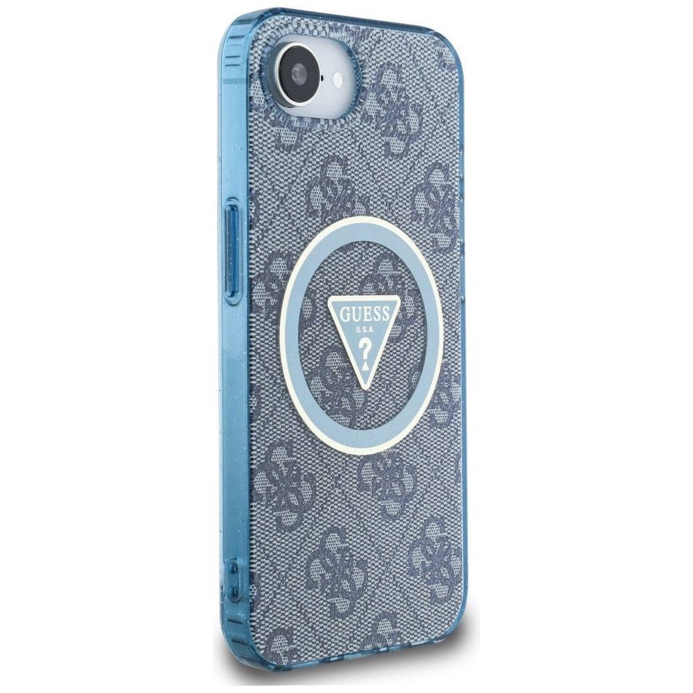 Kryt Guess IML Metal Glitter 4G Circle Triangle MagSafe Apple iPhone 17e / 16e blue
