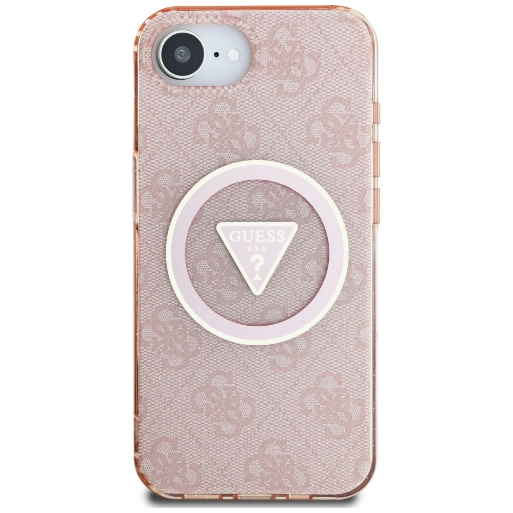 Kryt Guess IML Metal Glitter 4G Circle Triangle MagSafe Apple iPhone 17e / 16e pink
