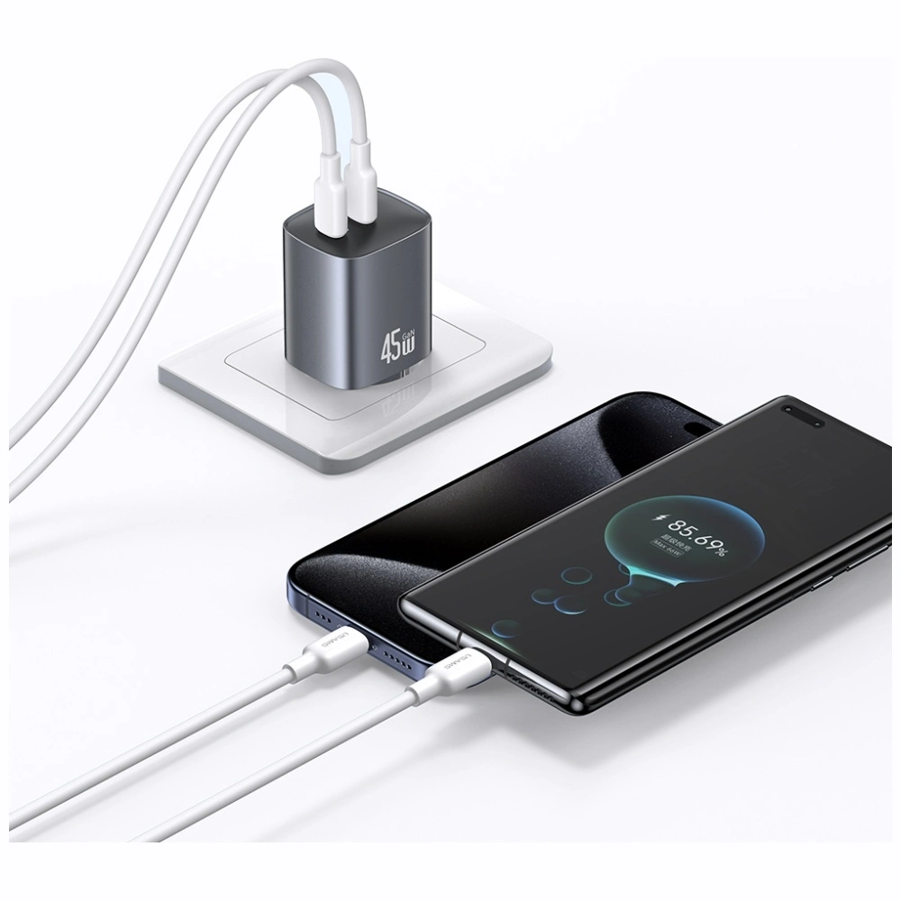 Síťová nabíječka USAMS CC305 T66 45W GaN 2xUSB-C tarnish