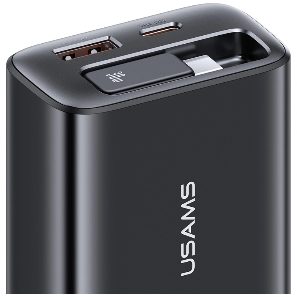Síťová nabíječka USAMS Xiang Series CC296 30W USB-A, USB-C  + USB-C Cable black