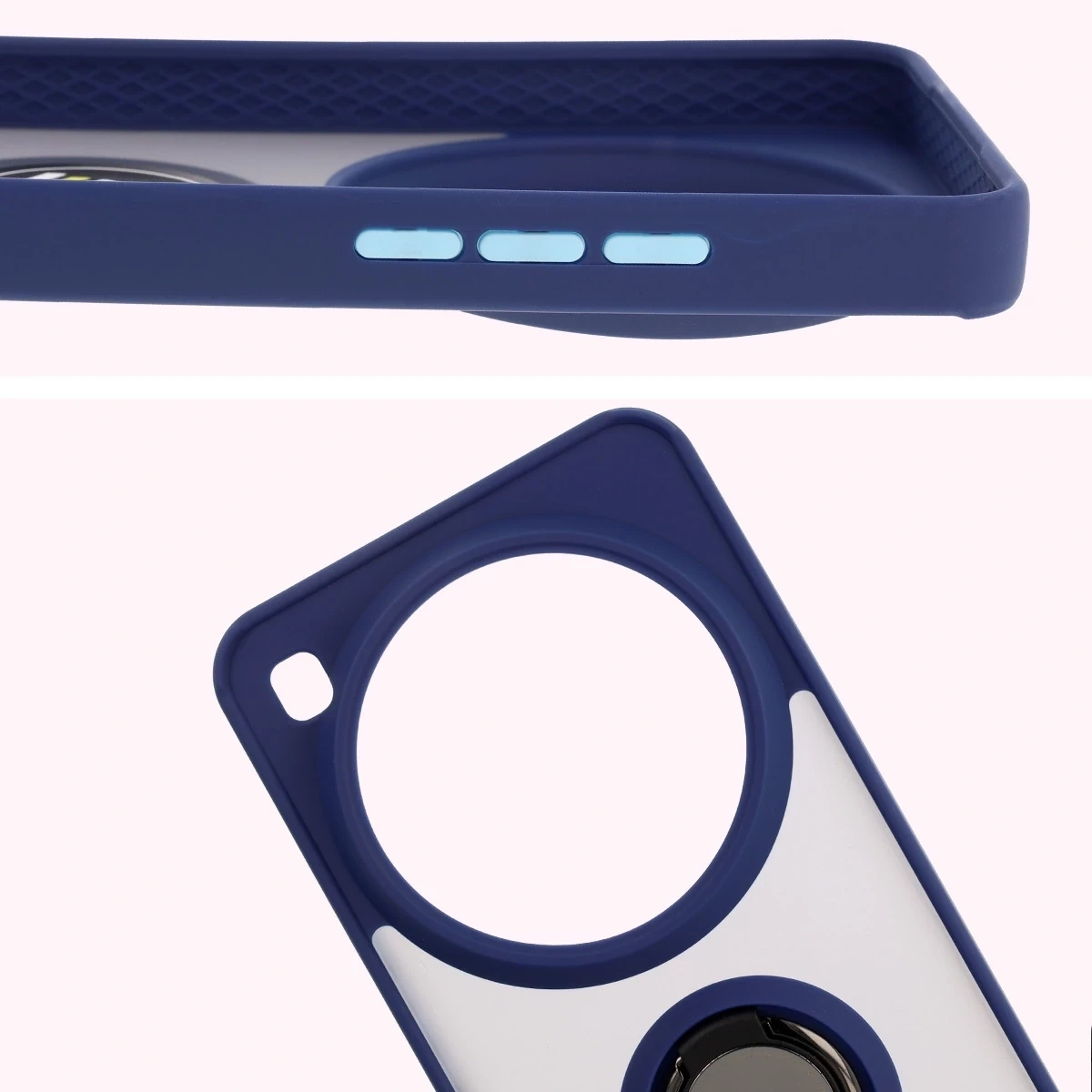 Kryt Bizon Case Hybrid Ring Xiaomi 15 Ultra smoky with a navy blue frame