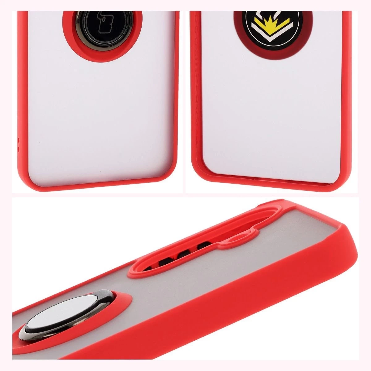 Kryt Bizon Case Hybrid Ring Samsung Galaxy A36 5G smoky with a red frame