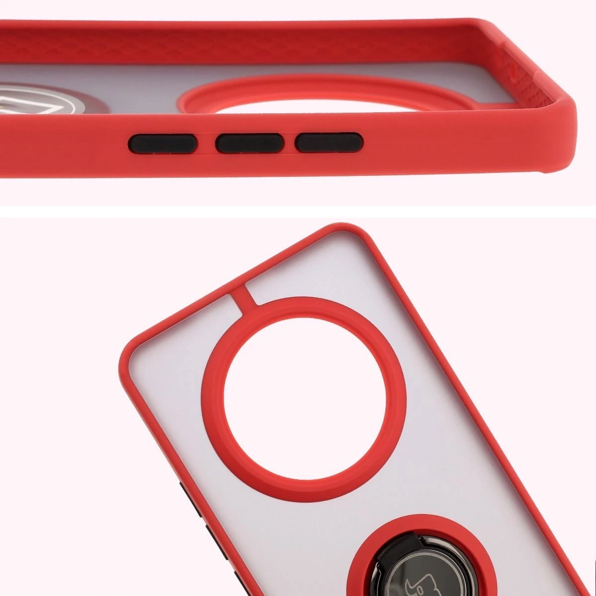 Kryt Bizon Case Hybrid Ring Realme 14 Pro 5G smoky with a red frame