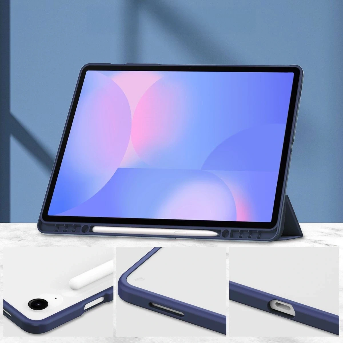 Kryt Bizon Case Tab Clear Matt Samsung Galaxy Tab S10 FE+ Plus navy blue