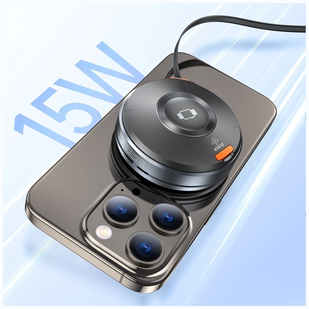 Bezdrátová nabíječka AWEI W27 15W 3-in-1 Induction Charger MagSafe for phone, watch with USB-C Fast Charging cable black