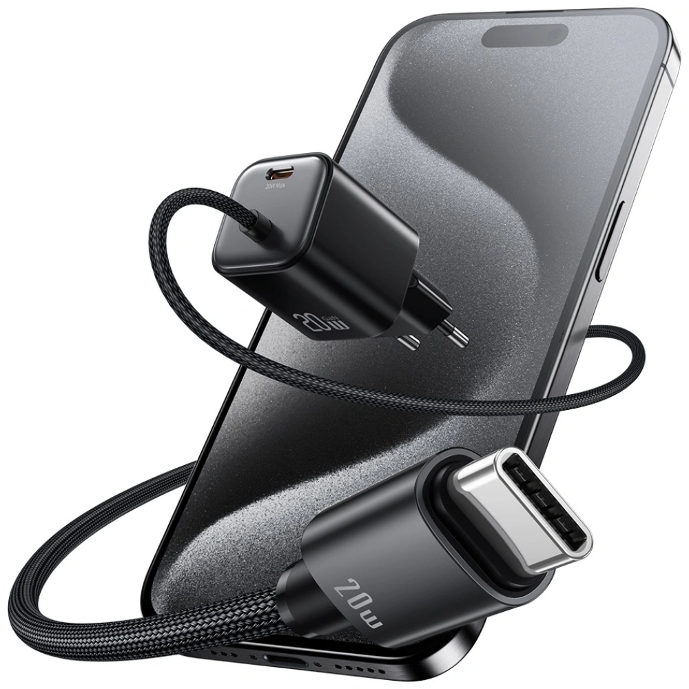 Síťová nabíječka USAMS JC Series CC261 20W GaN Mini Fast Charger 2xUSB-C black