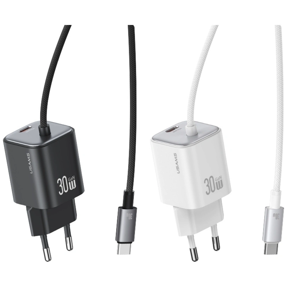 Síťová nabíječka USAMS JC Series CC264 30W GaN Mini Fast Charge 2xUSB-C White