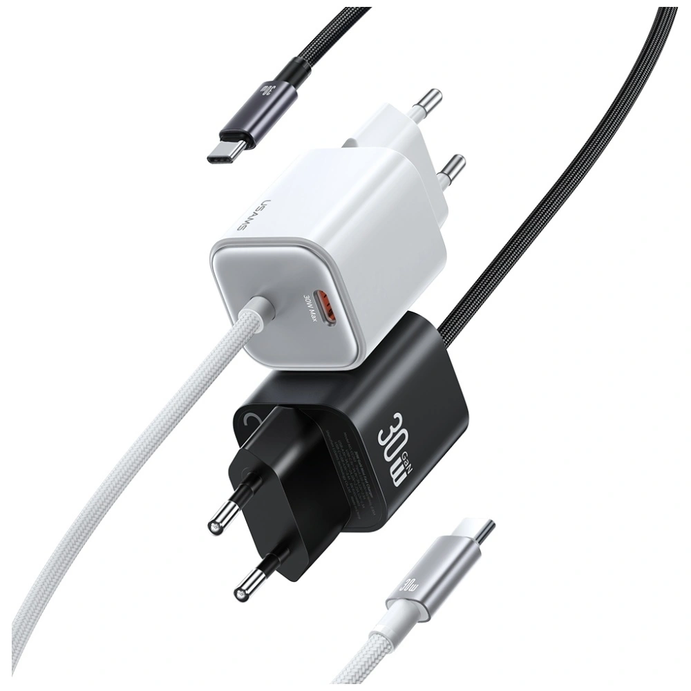 Síťová nabíječka USAMS JC Series CC264 30W GaN Mini Fast Charge 2xUSB-C White