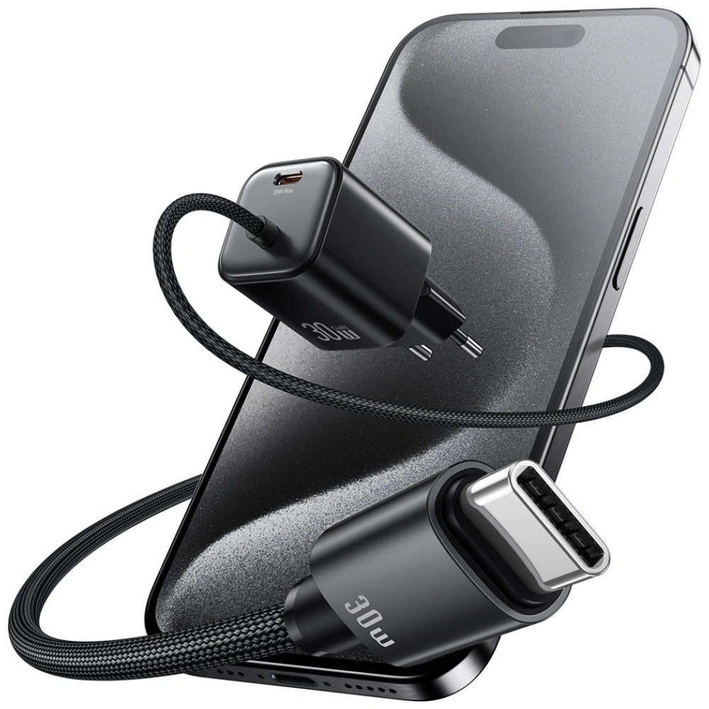 Síťová nabíječka USAMS JC Series CC264 30W GaN Mini Fast Charger 2xUSB-C black