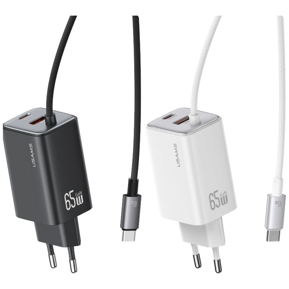 Síťová nabíječka USAMS JC Series CC266 65W GaN Fast Charger USB-A, 2xUSB-C white