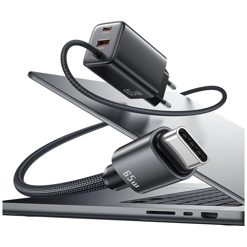 Síťová nabíječka USAMS JC Series CC266 65W GaN Fast Charger USB-A, 2xUSB-C white