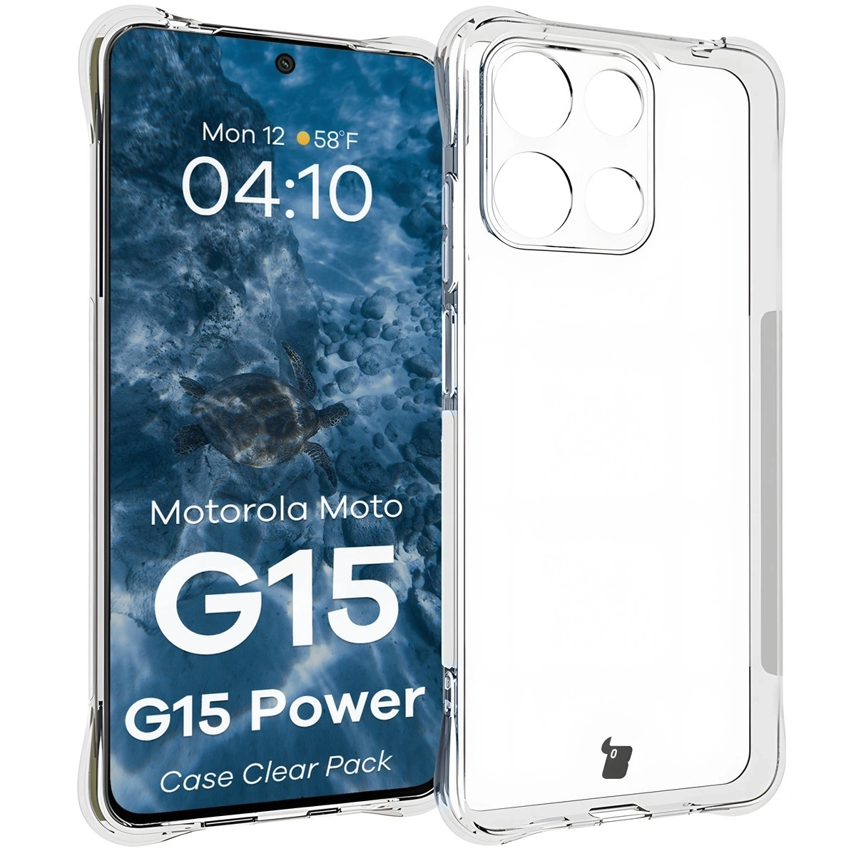 Kryt Bizon Case Clear Pack case + 2x tempered glass Motorola Moto G15 / G15 Power