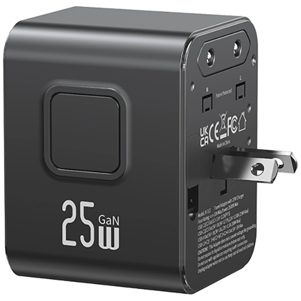 Síťová nabíječka USAMS Travel Adapter CC309 2xUSB-C 25W 4in1 US/AU/EU/UK black